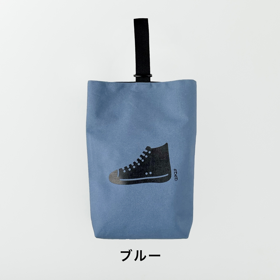 KITOKITO 帆布シューズバッグ【L／ブルー】｜大きめ 上履き入れ