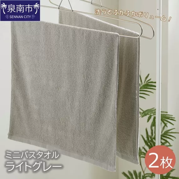 ハンガーで干せるミニバスタオル ライトグレー2枚【配送不可地域:北海道・沖縄・離島】【039E-050】
