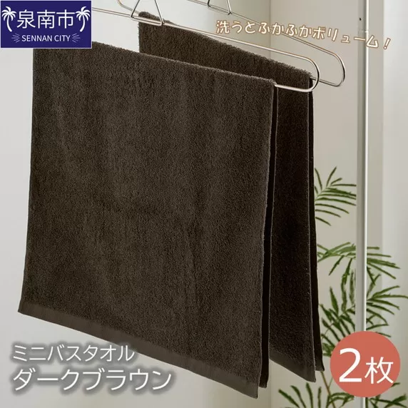 ハンガーで干せるミニバスタオル ダークブラウン2枚【配送不可地域:北海道・沖縄・離島】【039E-053】