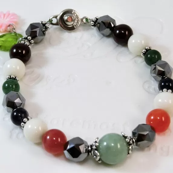 天然石ブレスレット「幸運の石」（本翡翠～ジェダイト）A【007C-079】