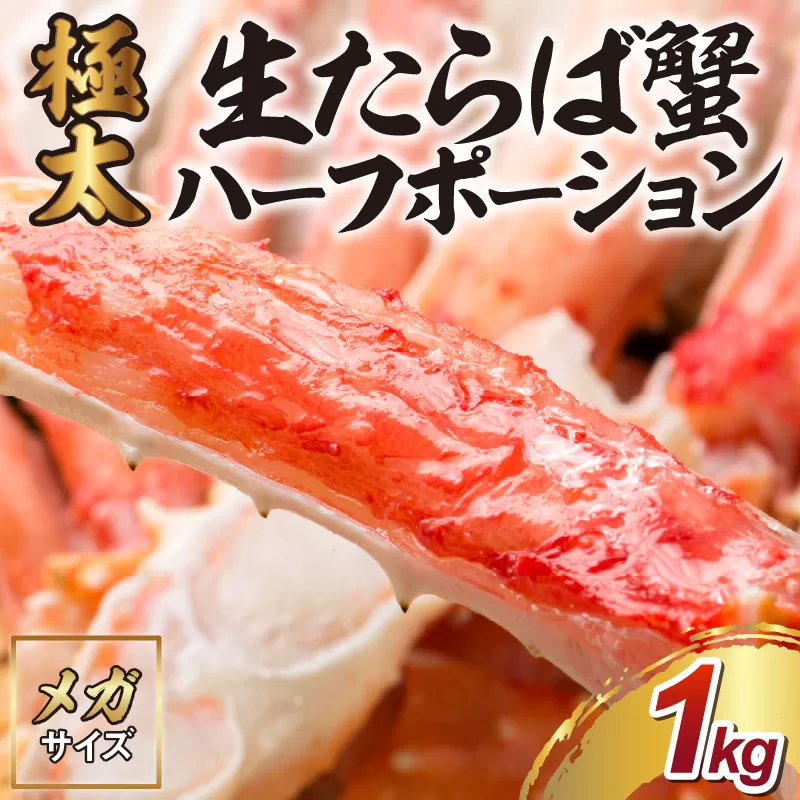 【年内配送】【極太約1kgメガサイズ】生たらば蟹 ハーフポーション 折れなし選別【087C-054】