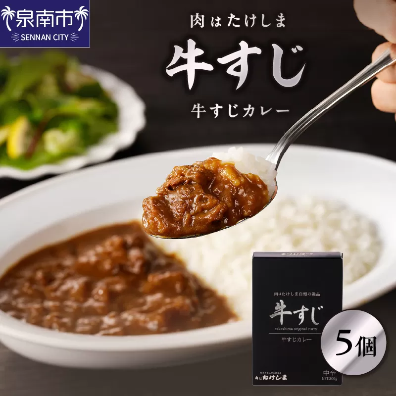 肉はたけしま 牛すじカレー 5個セット【002D-009】