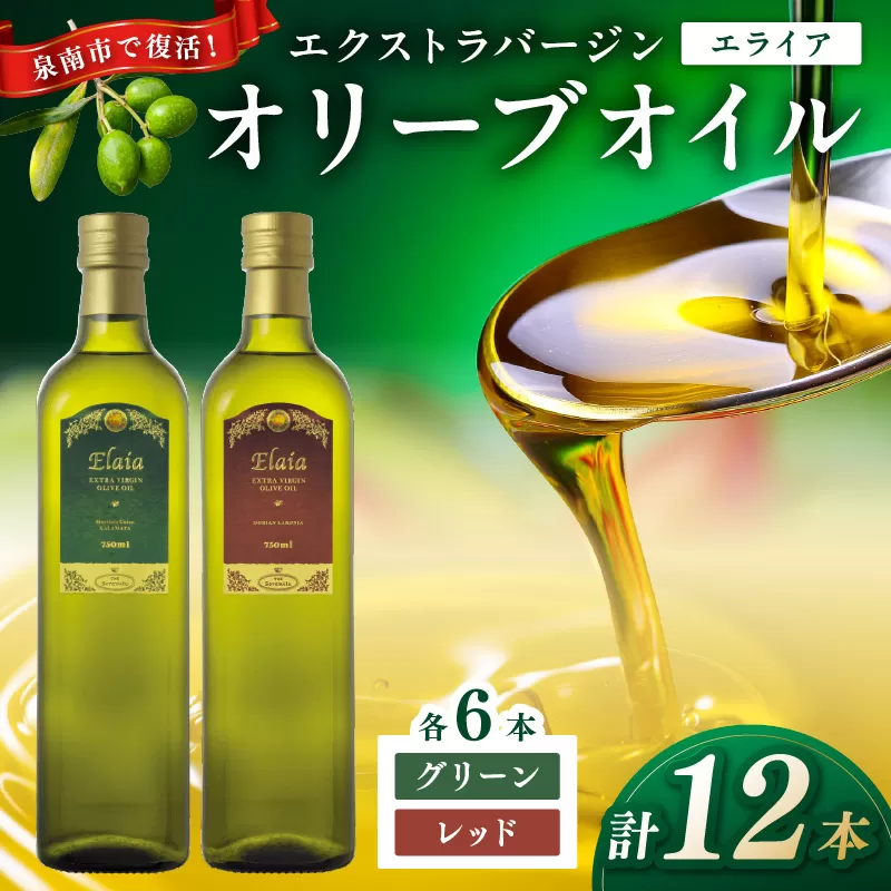 EXオリーブオイル エライア グリーン・レッド 2種12本セット【026B-001】