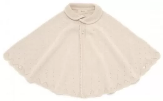 【ナチュラル】衿付き 一重ケープ CO-W9【7営業日程度で発送】|2 ベビー服 ベビー 赤ちゃん ニット ケープ 羽織り オーガニックコットン 綿 新生児〜2歳 日本製