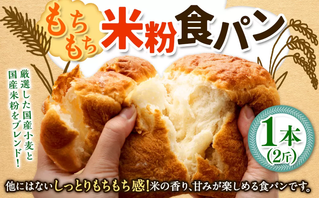 【指定日必須】【月曜指定不可】【6月から9月配送不可】もちもち米粉食パン  1本（2斤） 食パン 米粉パン パン 国産 大阪府 阪南市 冷蔵