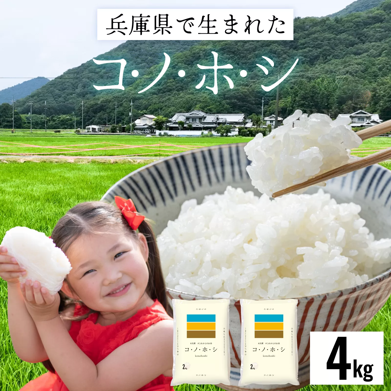 兵庫県産コノホシ (4kg)／兵庫県産 精米 単一原料米 米 コメ 新品種 限定 新しい 兵庫県 オリジナル