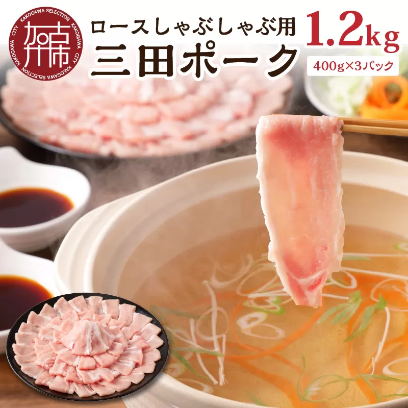 三田ポーク ロースしゃぶしゃぶ用 1.2kg(400ｇ×3パック）《 鍋 お鍋 しゃぶ肉 豚肉 ふるさと納税 セット ロースしゃぶしゃぶ 小分け 豚しゃぶ しゃぶしゃぶ肉 》【2401A00210】