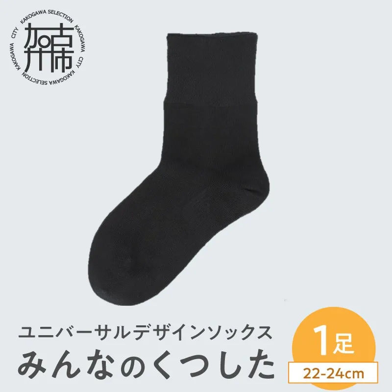 みんなのくつした 1足(22-24cm)【クロ】《 くつした 靴下 ソックス 加古川市 送料無料 》【169002T000_04】