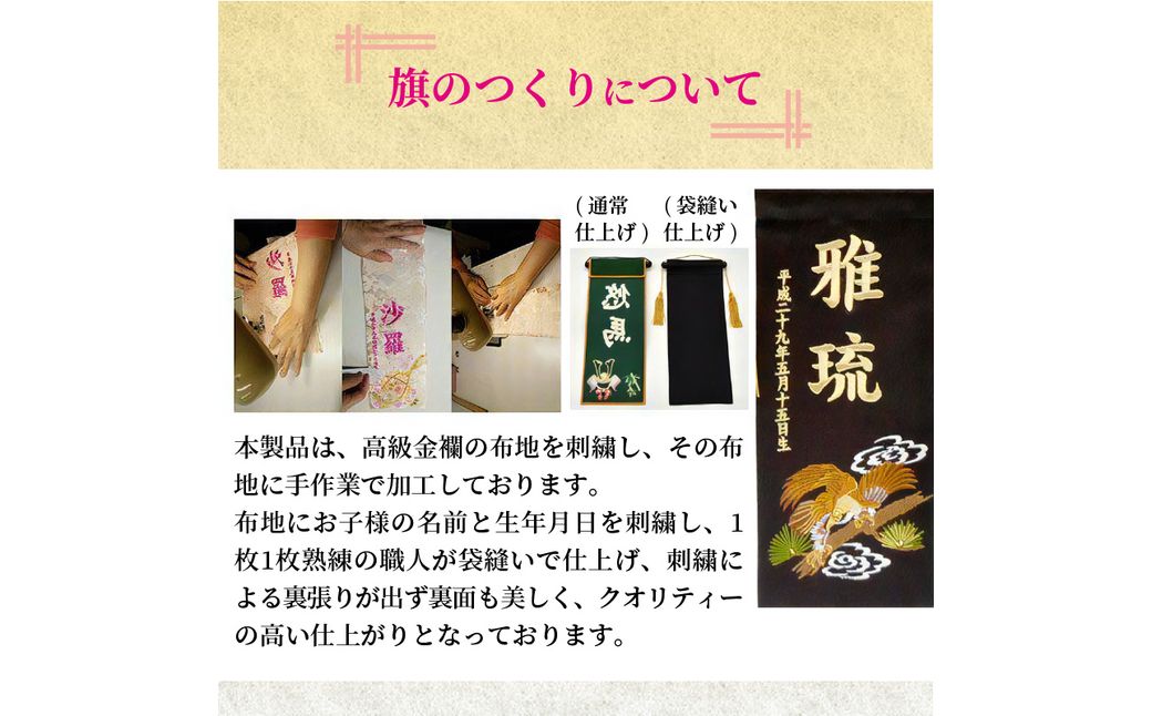 雛人形 名前旗(大) 刺繍入り台付《 お祝い 刺しゅう入り 名前札