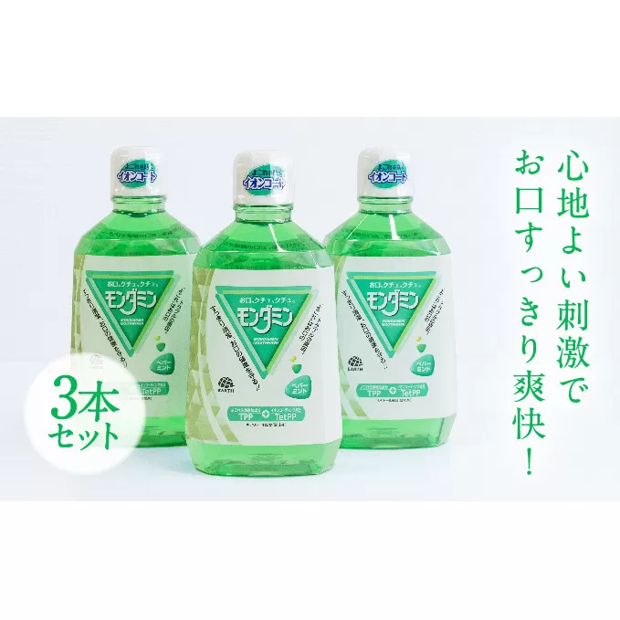  モンダミン ペパーミント 1080mL 3本[ アース製薬 口腔ケア 口内ケア マウスウォッシュ 防災 ] お口 すっきり 汚れ 除去 付着 予防 洗口液 お口のトラブル 洗浄 爽やか 