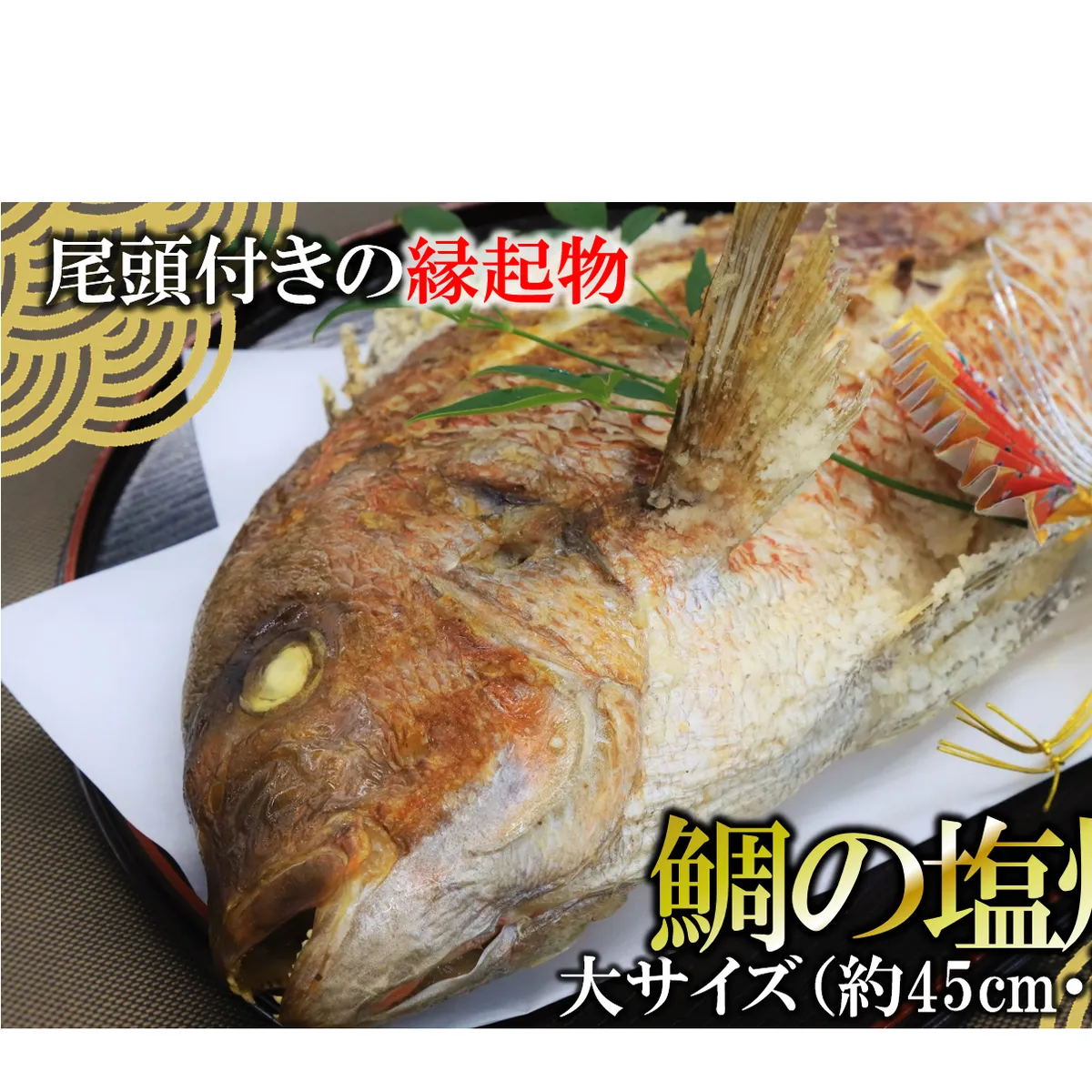 【尾頭付きの縁起物】 活塩焼き鯛（大サイズ） 1匹（約45cm・約1kg） 33-36