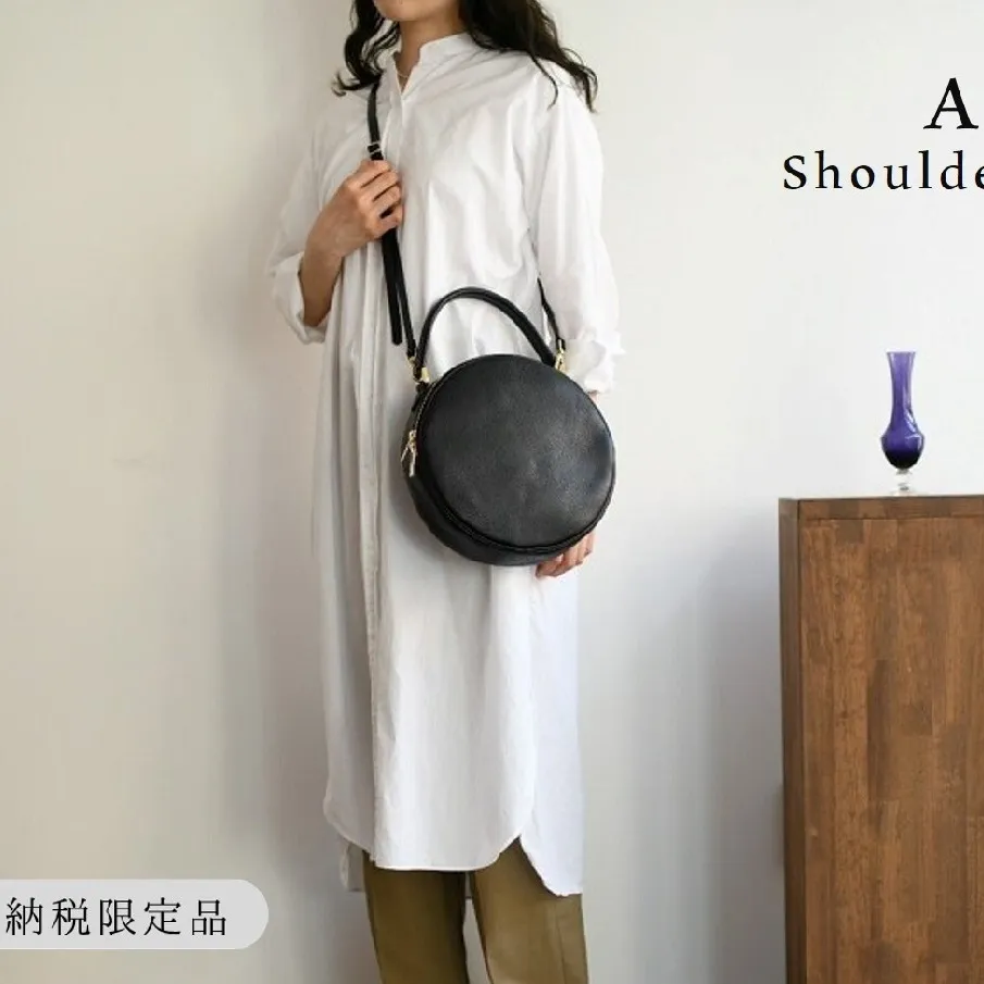 【horii.】 ラウンドバッグ ""アドレ""ショルダーベルト付き (180-3) PAGOT 本革 レザーバッグ レディースバッグ ショルダー ポシェット 受注生産