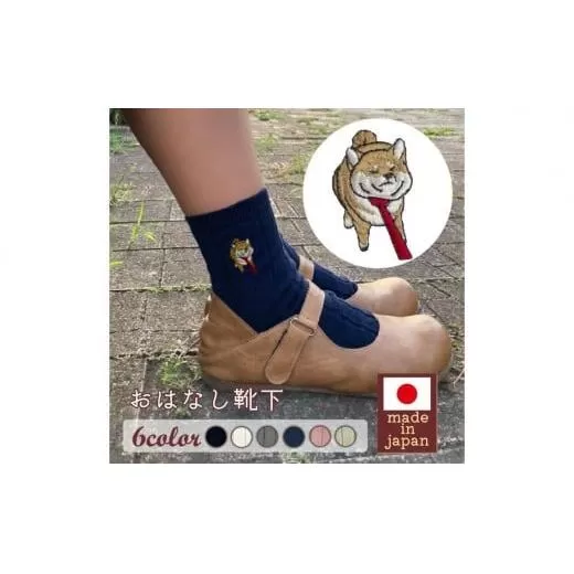 おはなし靴下 ギフトボックス 柴犬 キッズ グリーン