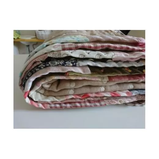ハンドメイドの国産6重ガーゼのシングルハーフ【140cm×100cm】サイズブランケット（ブルー）