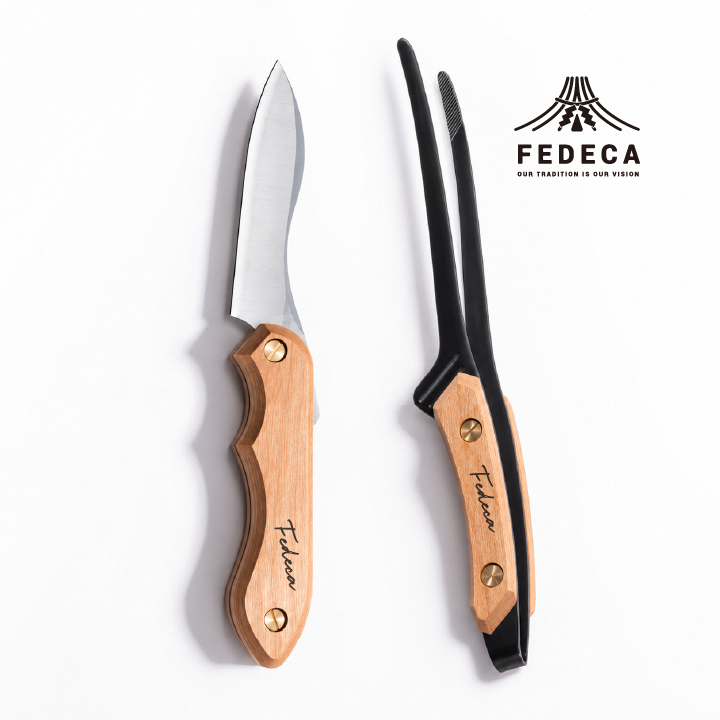 【FEDECA】折畳式料理ナイフ&クレーバートングセット プレーンホワイト 【001112・001114】
