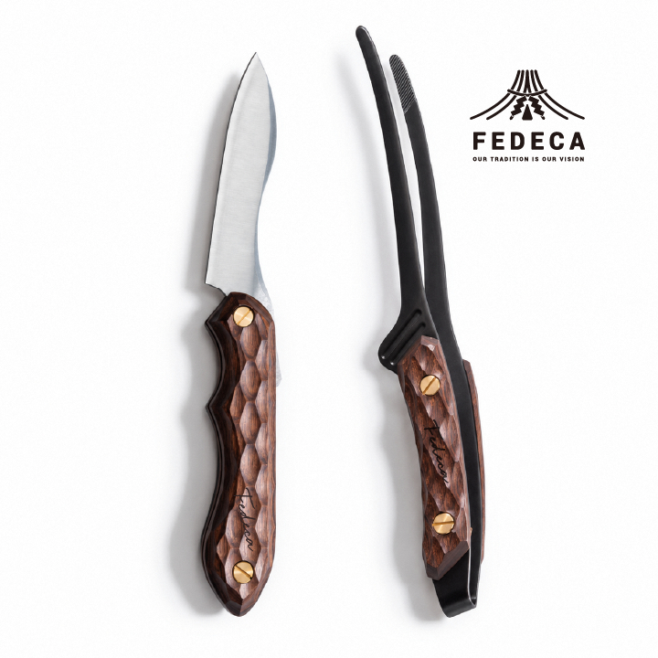 【FEDECA】折畳式料理ナイフ&クレーバートングセット 名栗ブラウン 【001105・001107】