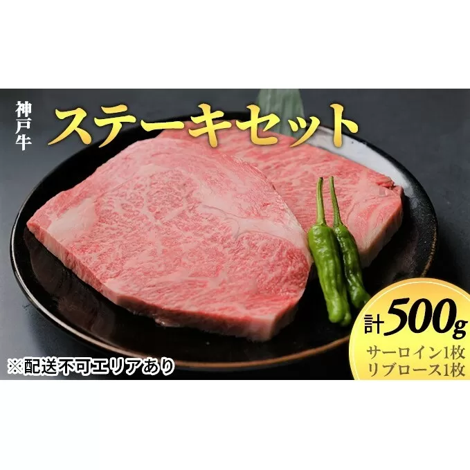 神戸牛　ステーキセット（サーロイン1枚・リブロース1枚）計500g