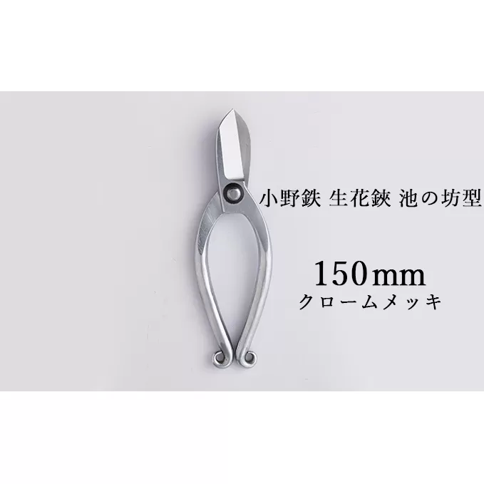 小野鉄 生花鋏 池の坊型 150mm クロームメッキ 雑貨 日用品 植物 ハサミ はさみ 