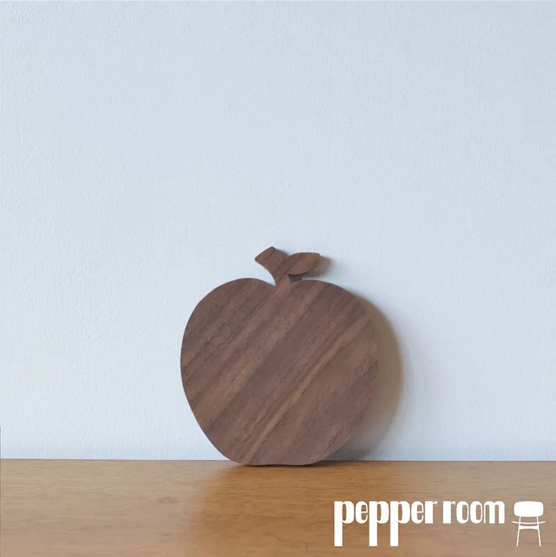 アップル コースター 雑貨 キッチン用品 ウォールナット 木製 かわいい りんごの形 りんご フルーツの形 フルーツ コップ敷き ウッドコースター