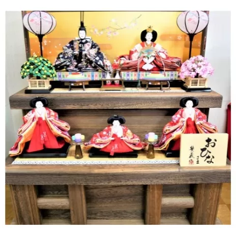 雛人形　京八番親王　焼桐2段5人飾り　No.8-715 桃の節句 お雛祭り お雛様 ひな祭り 子供 孫 女の子 初節句 