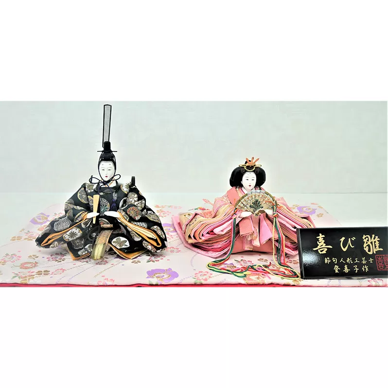 雛人形 京芥子親王「有職桔梗文」オリジナル金襴敷 No.K-202-2 お雛様 桃の節句 インテリア 女の子 初節句 孫 娘 贈り物 お祝い プレゼント コンパクト 
