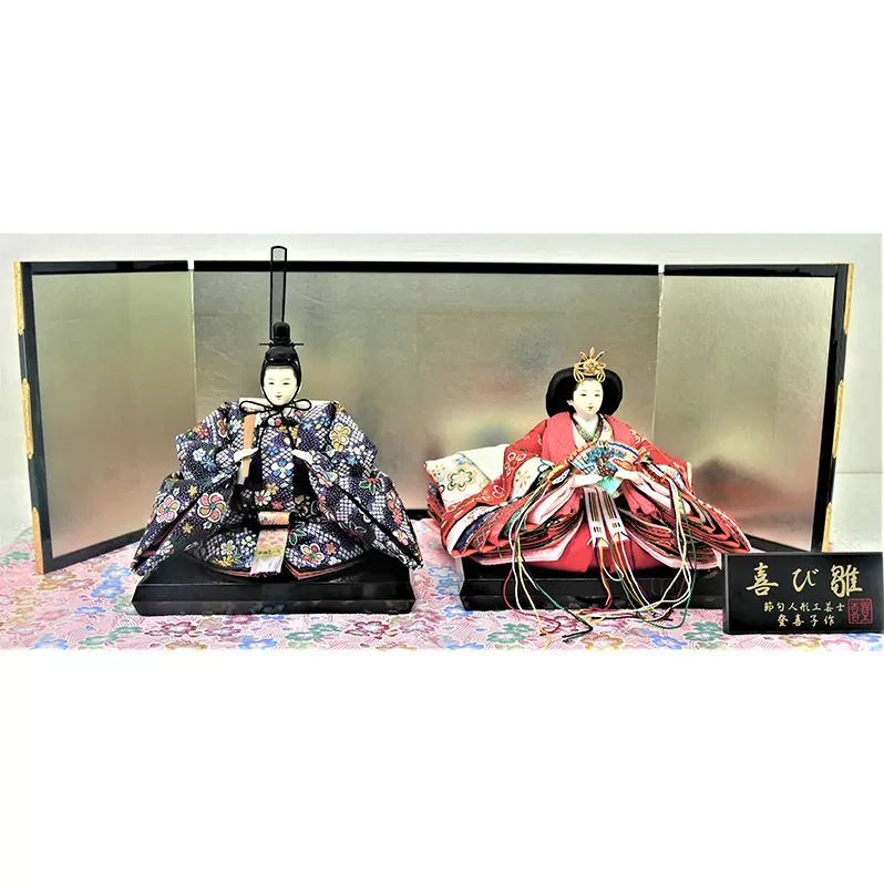 雛人形 京十番親王「花みずき」オリジナル金襴敷 N0.10-018 お雛様 桃の節句 インテリア 女の子 初節句 孫 娘 贈り物 お祝い プレゼント コンパクト 