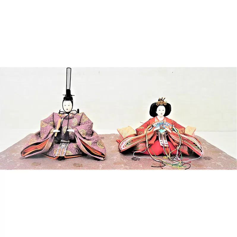 雛人形 京十番親王「正絹 向い鳳凰の丸」オリジナル金襴敷 No.10-905 お雛様 桃の節句 インテリア 女の子 初節句 孫 娘 贈り物 お祝い プレゼント コンパクト 