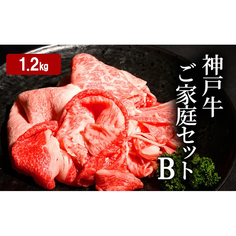 神戸牛 ご家庭セットB 計1.2kg （ 切り落とし ・ 煮込み用 ・ すじ肉 各400g）