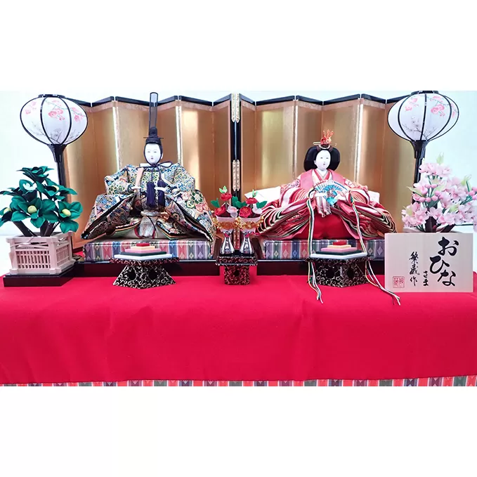 雛人形　京九番親王「亀甲地に桐花紋」毛氈飾り　No.9-014 インテリア 