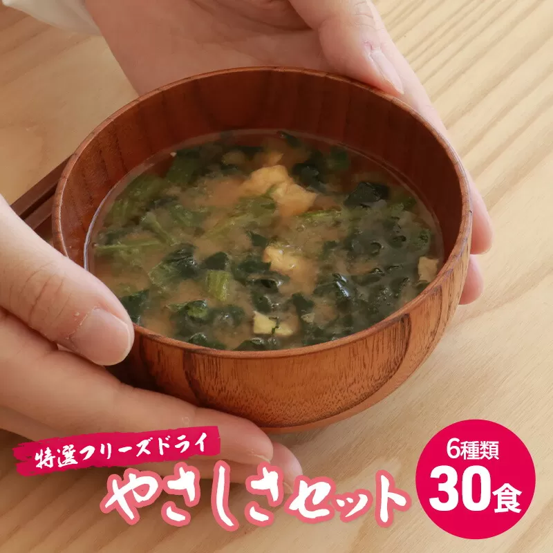 【ふるさと納税】 コスモス食品 特選 フリーズドライ やさしさセット ( 30食 ６種類 )  味噌汁 豚汁 赤だし お味噌汁 即席みそ汁 インスタント 常温 非常食 保存食 災害 防災 備蓄 ローリングストック 非常用 備蓄用 [3d28bae190024]
