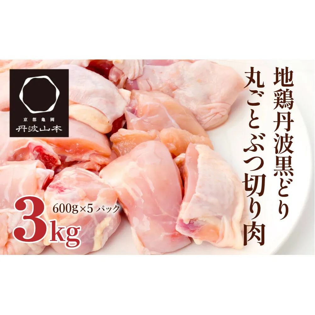 地鶏 丹波 黒鶏 丸ごと ぶつ切り 3kg (600g×5袋) 骨付き とり肉 鶏肉 鶏 肉 お肉 チキン 骨付き肉 ブランド鶏 ぶつ切り肉 小分け 小分けパック 揚げ物 煮込み キャンプ アウトドア BBQ