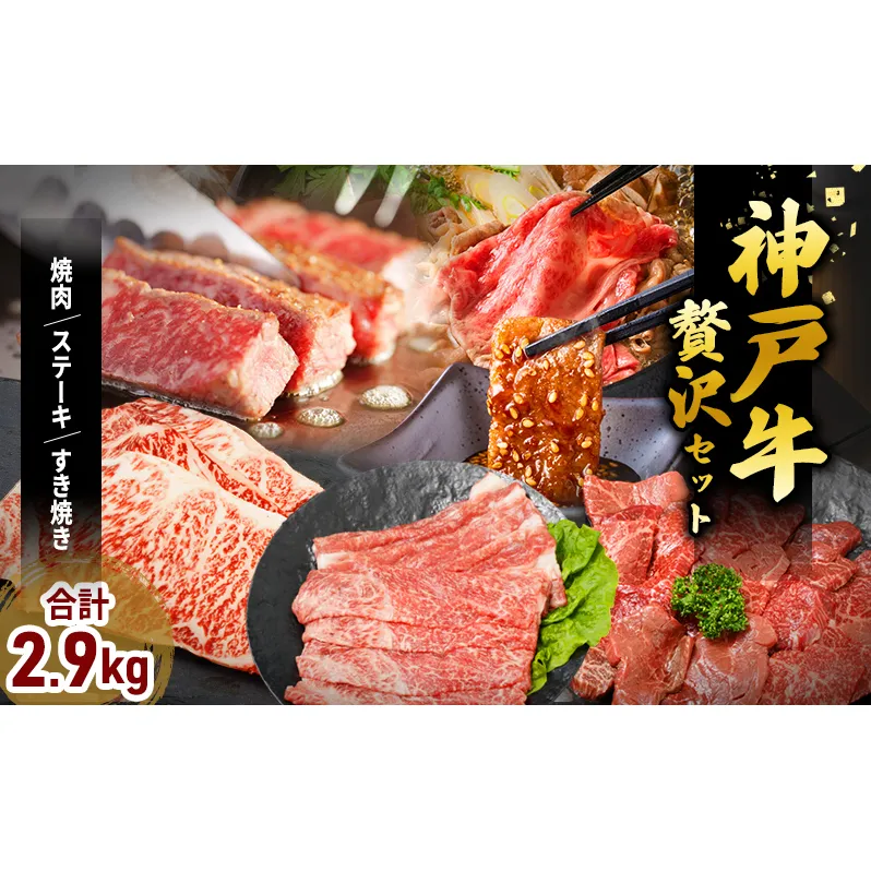 神戸牛 福袋 帝神 おまかせコース F  サーロインステーキ 肩スライス 牛カルビ ももステーキ もも焼肉 バラ肉 すじ肉