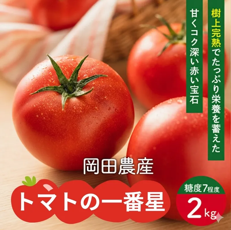 トマト 2kg トマトの一番星 野菜 とまと 完熟 高糖度 甘い 受賞 冷蔵配送
