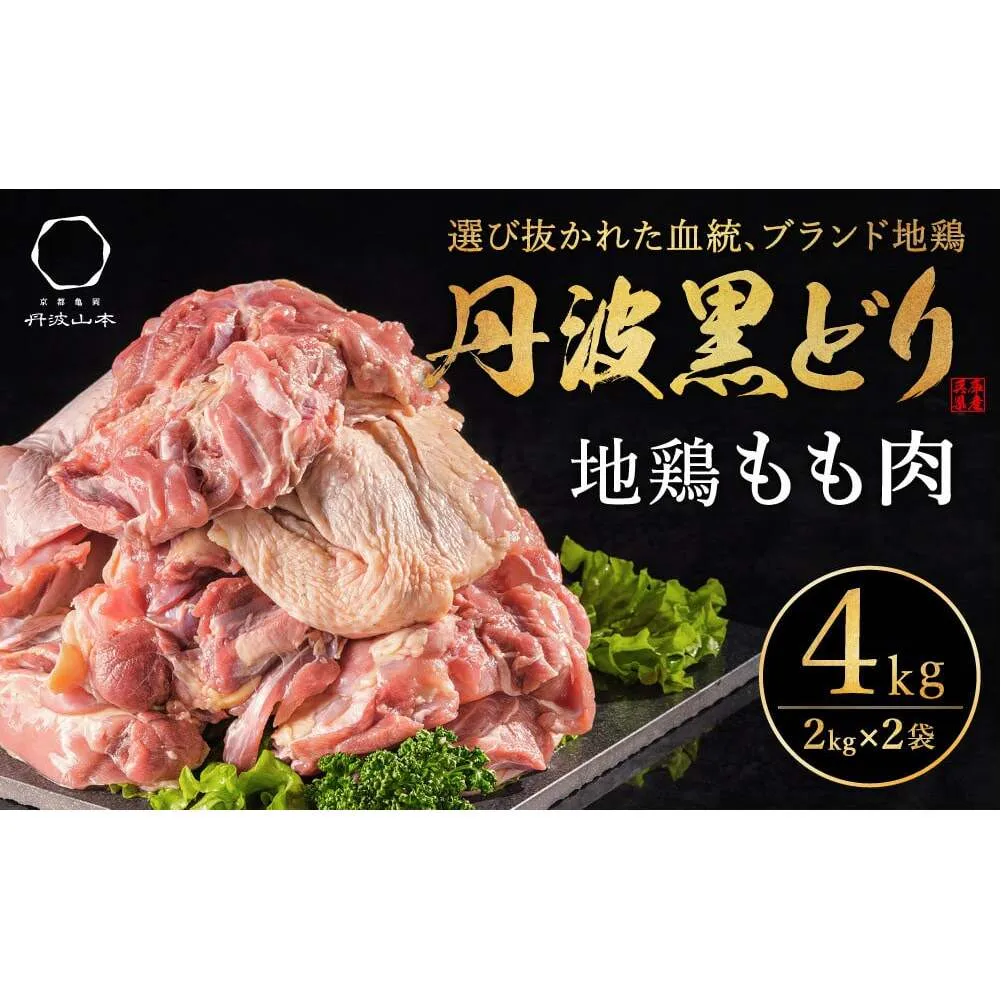 特別寄附額 地鶏 丹波 黒どり モモ肉 4kg（2kg×2袋）冷凍 業務用 焼き鳥 鍋 焼肉 BBQ 鶏肉 お肉 鶏モモ 食材 国産 国産鶏肉 ジューシー 上質な脂 ブランド鶏 唐揚げ チキン 改定前