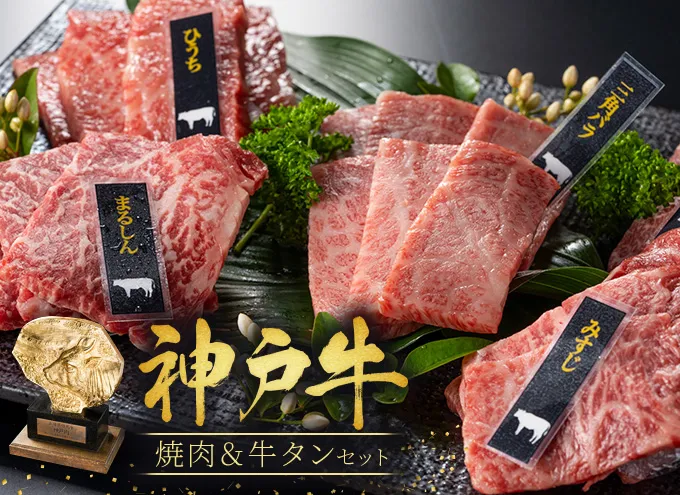 神戸牛 焼肉セット 3種 バラ もも 牛タン セット 計500g 牛肉 小分け