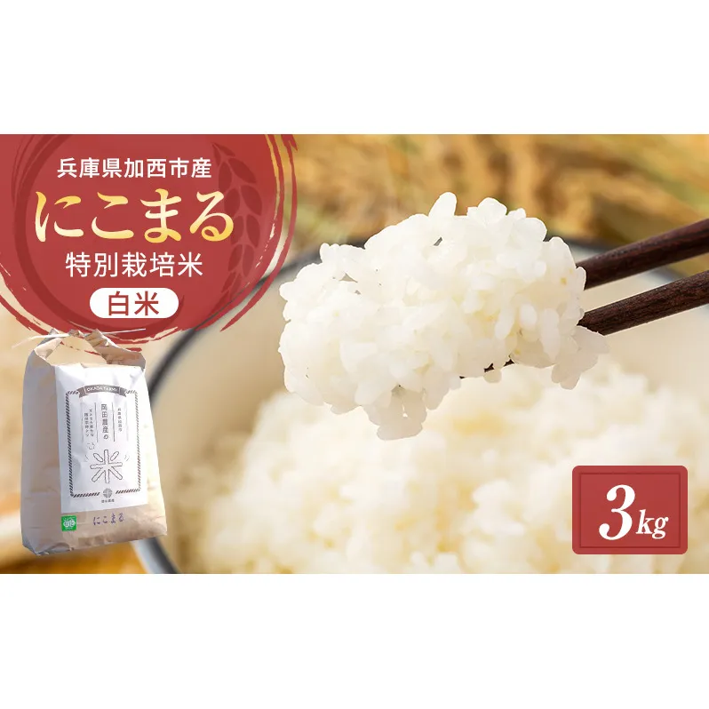 令和6年産 白米 3kg 特別栽培米 にこまる 山田錦 米 お米 こめ コメ 特栽米 ひょうご安心ブランド ご飯 ごはん ゴハン 兵庫県 加西市