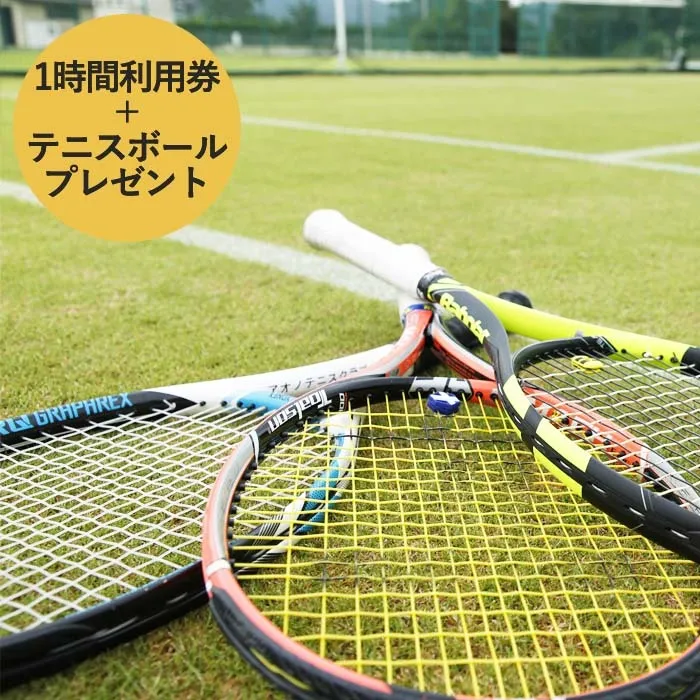 【関西唯一】天然芝テニスコート（1時間）利用券＋テニスボールプレゼント チケット 入場券 優待券 