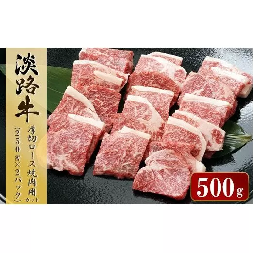 淡路牛 厚切ロース焼肉用カット　500g（250ｇ×2パック）　 [小分け 牛肉 焼肉セット 冷凍]