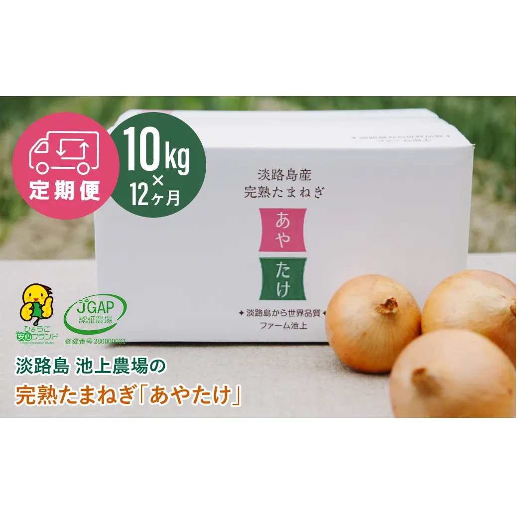 【定期便】淡路島 池上農場の完熟たまねぎ「あやたけ」10kg　12ヶ月コース　[玉ねぎ 産地直送 玉ねぎ]