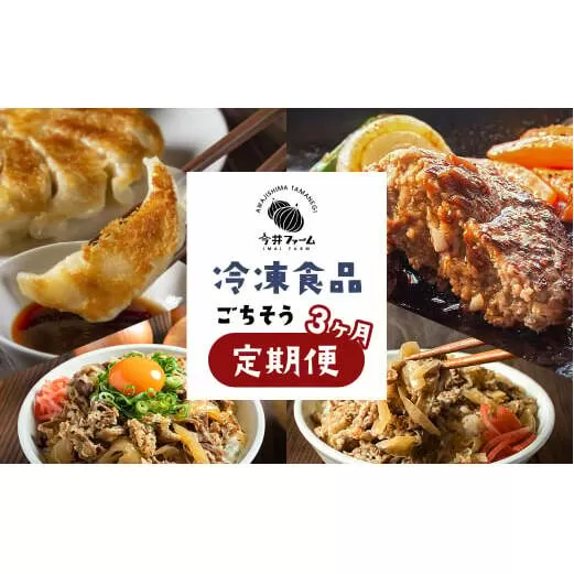 【定期便3ヶ月】今井ファームの冷凍食品ごちそう定期便 《ハンバーグ・餃子・牛丼の具》　　[定期便 冷凍食品 定期便 おかず 定期便 弁当 定期便 ハンバーグ 定期便 ギョウザ 定期便 牛丼 定期便 人気]