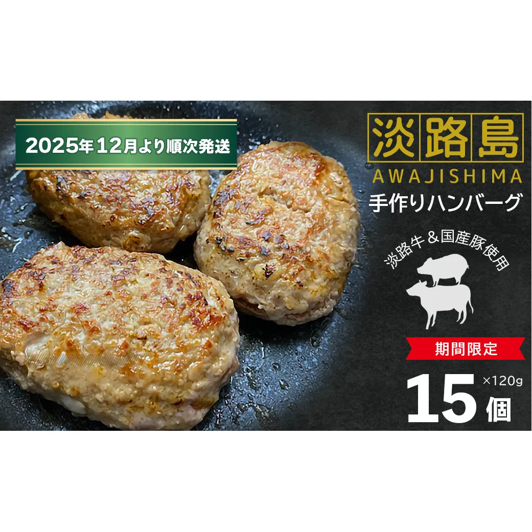 【数量限定】淡路島手作りハンバーグ 15個【2025年12月より順次発送】