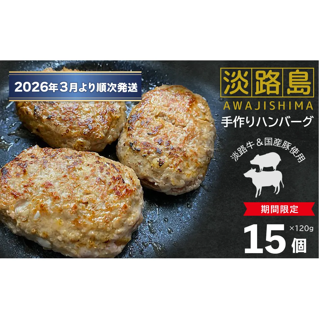【数量限定】淡路島手作りハンバーグ 15個【2026年3月より順次発送】