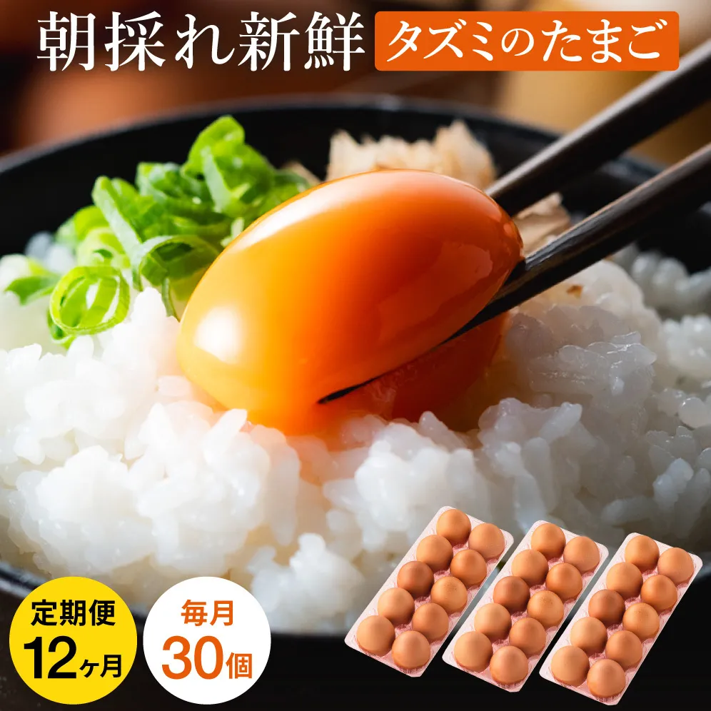 【累計600万個突破!】★TVで紹介されました★【定期便】タズミの卵Lサイズ(30個×12ヶ月)097AB01N./こだわり卵 市川町産 兵庫県産 たまご 卵 たまごかけご飯 玉子 生卵 鶏卵 タマゴ 卵焼き TKG 12か月 定期便