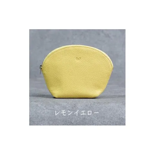 本革 ラウンドポーチ 日本製 レザー 革製品 ポーチ 化粧ポーチ 旅行 トラベル 出張 Liete WH-22 レモンイエロー