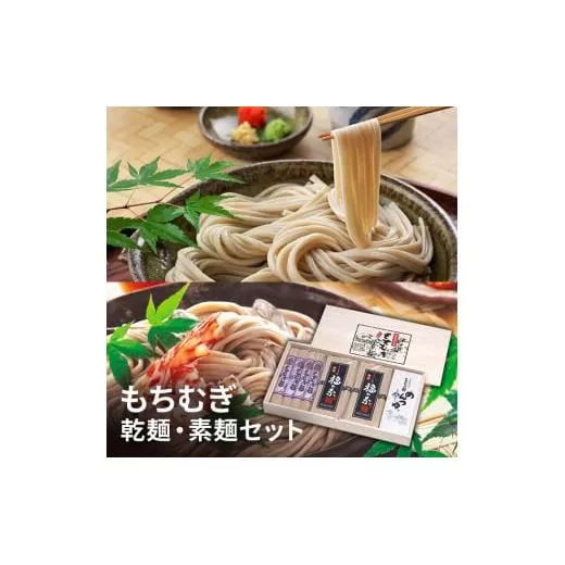 もちむぎ乾麺・素麺セット もちむぎ麺 そうめん 手延べ麺 もち麦使用