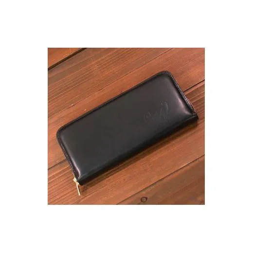 本革 ラウンドファスナー 財布 日本製 レザー 革製品 高級 財布 Bliss ピット鞣し WH-14 ブラック