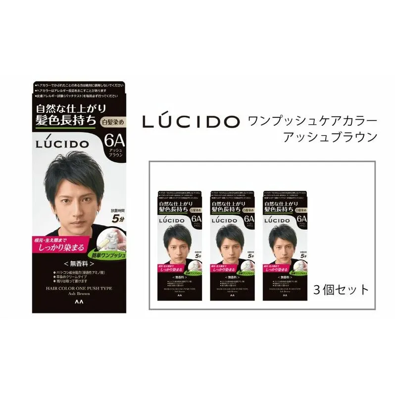 マンダム ルシード ワンプッシュケアカラー アッシュブラウン 3個セット MA-15 LUCIDO 毛染め 白髪 カラーリング 男性化粧品