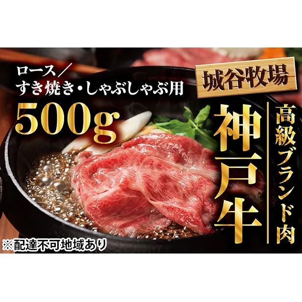 城谷牧場の神戸牛 ロース すき焼き しゃぶしゃぶ 500g 国産牛 和牛 神戸ビーフすきしゃぶ 冷凍