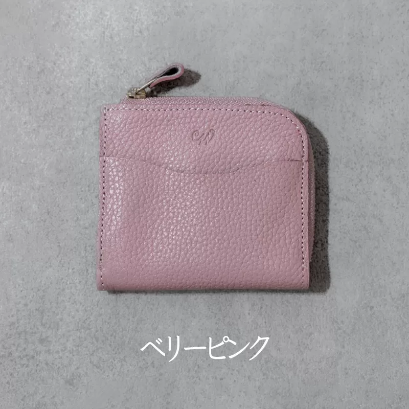 本革 L字ファスナー ミニ財布 日本製 レザー 革製品 コンパクト 小銭入れ Liete WH-23 ベリーピンク
