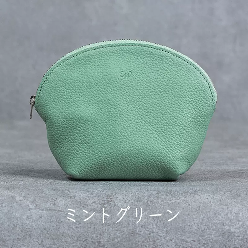 本革 ラウンドポーチ 日本製 レザー 革製品 ポーチ 化粧ポーチ 旅行 トラベル 出張 Liete WH-22 ミントグリーン